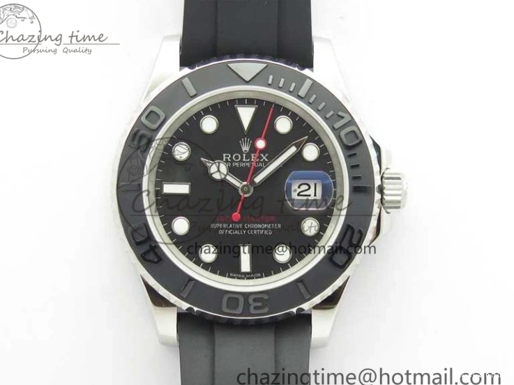 0416 Yacht-Master 116655 ARF SS Custom Made Black Ceramic Bezel on Oysterflex Rubber Strap A HighPerformance 3064